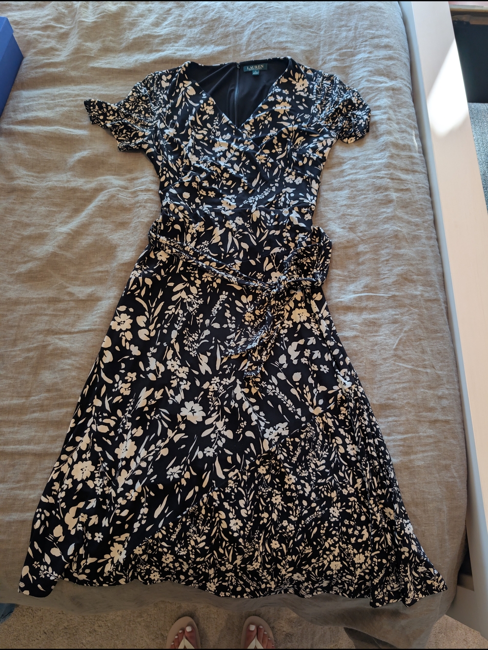 Ralph Lauren Black Dress with Cream Floral Print